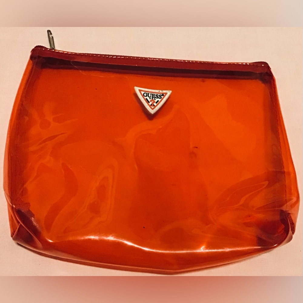 Guess red Clear Cosmetic Bag Limited Edition 10” x 8”